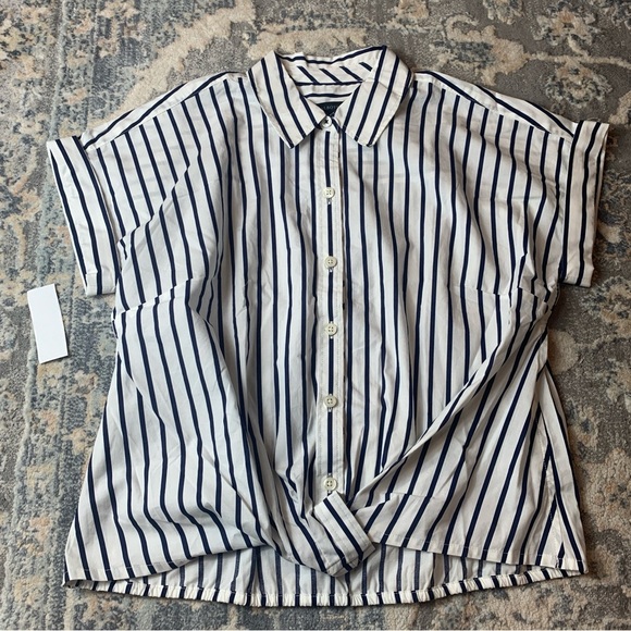 Talbots Boxy Striped Blue and White Shirt - Picture 1 of 5